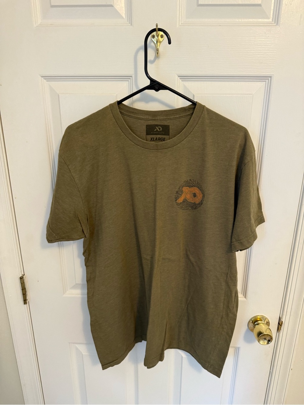 First Lite Olive Short-Sleeve Tee with Orange Logo